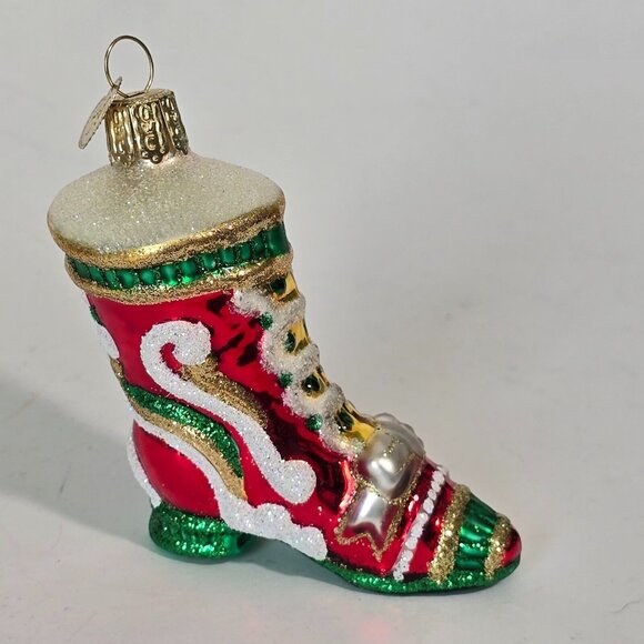 Old World Christmas Ornament Blown Glass Boot Shoe OWC Holiday Hanging Xmas Red - Picture 1 of 8